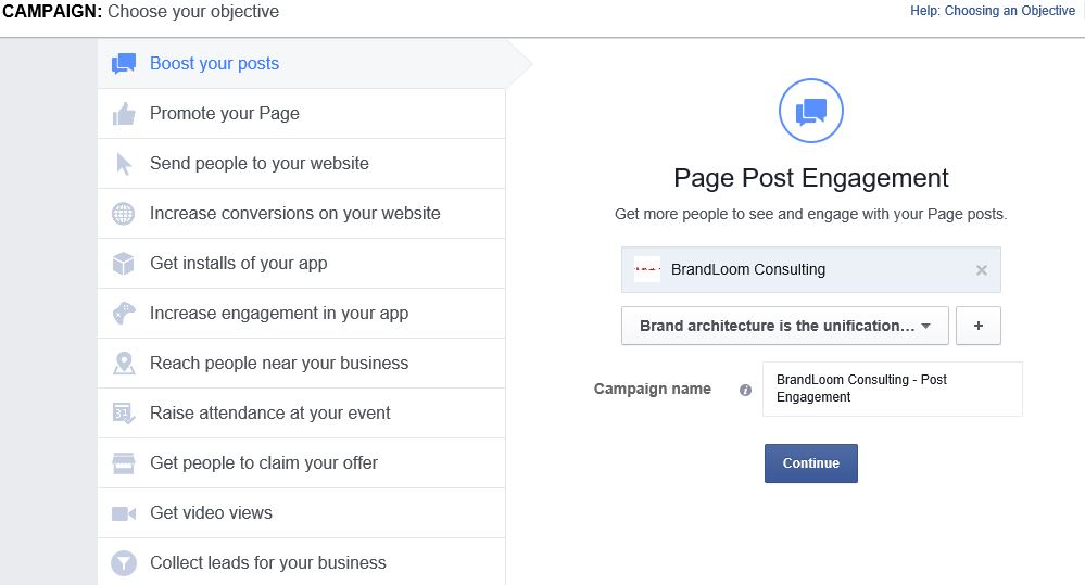 Enter Objective Details on Facebook Ad Structure