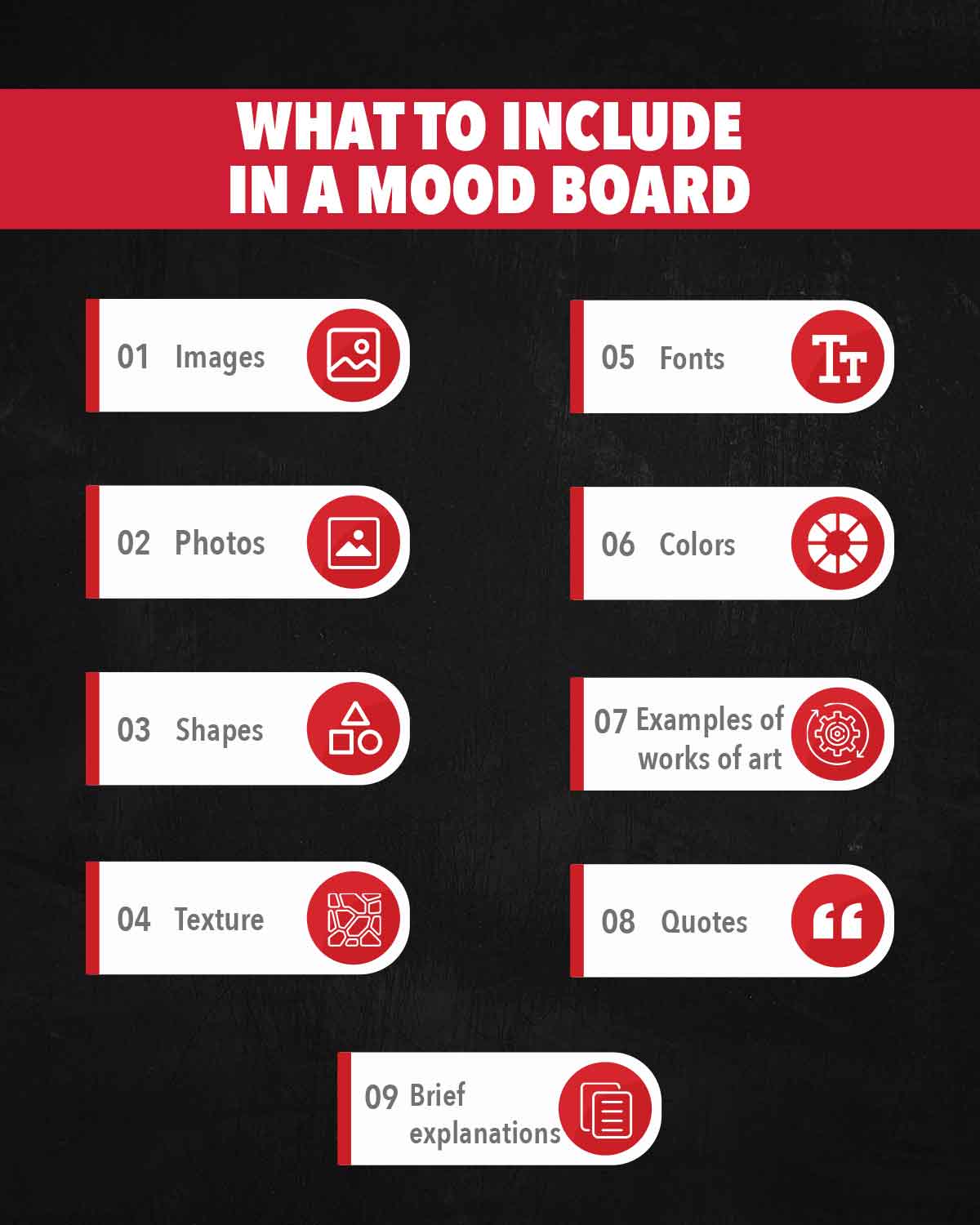 Elements to include in mood board layouts