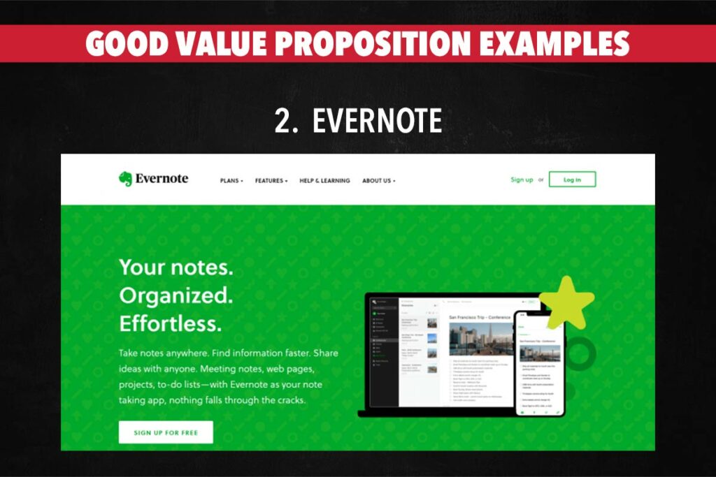 Evernote - Good value proposition example