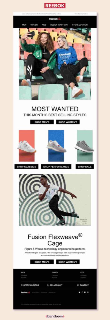 23 Reebok Product Promotion Newsletter - One of the Best Creative Email Newsletter Design Template Ideas