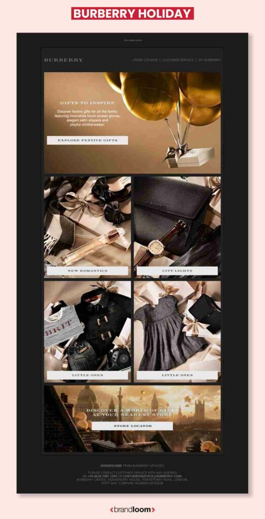 24 Burberry Holiday Multiple Offer Newsletter - One of the Best Creative Email Newsletter Design Template Ideas