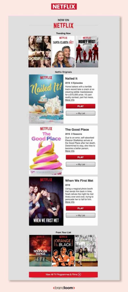 25 NETFLIX App Newsletter - One of the Best Creative Email Newsletter Design Template Ideas