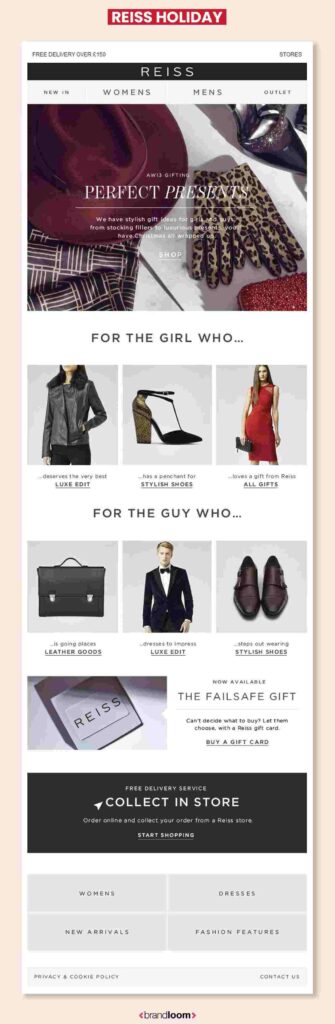 29 REISS Holiday Offers Newsletter - One of the Best Creative Email Newsletter Design Template Ideas