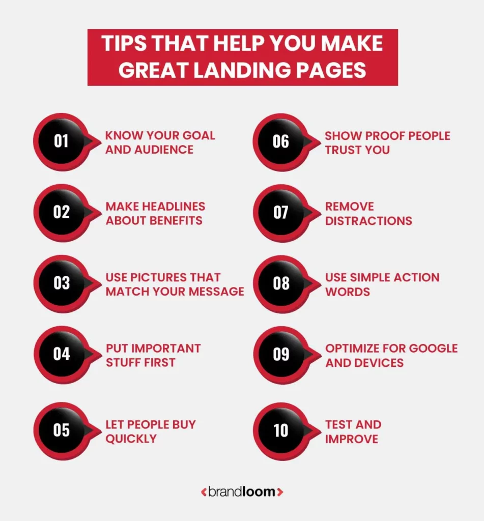 Discover 10 essential tips from BrandLoom for creating effective landing pages that drive conversions, including headline strategies, image usage, and optimization techniques