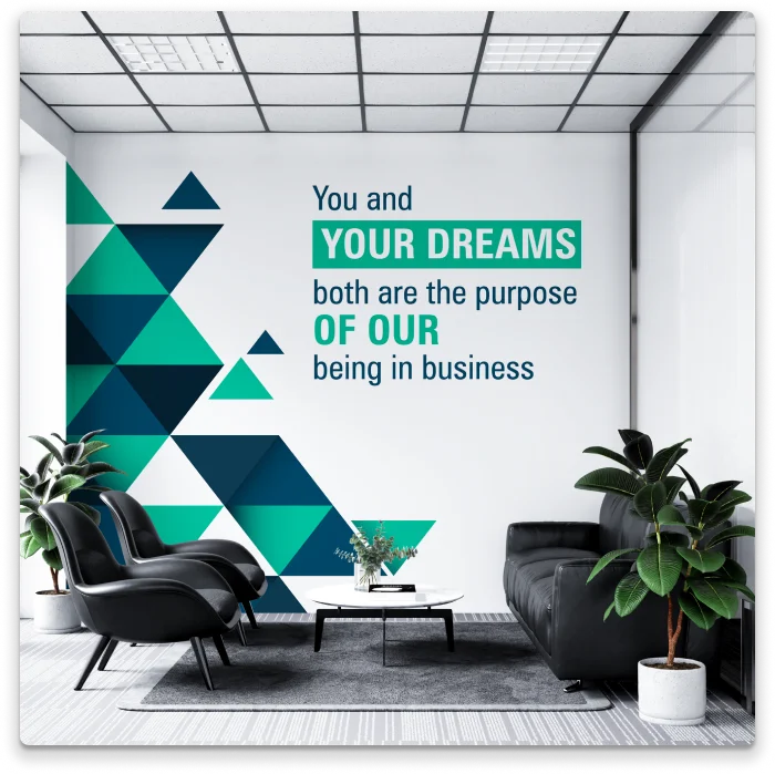 Modern reception area design for Sriram Transport Finance by BrandLoom, showcasing a professional and inviting entrance