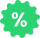 Green percentage icon representing brand awareness improvement in BrandLoom case study Green percentage icon representing brand awareness improvement in BrandLoom case study