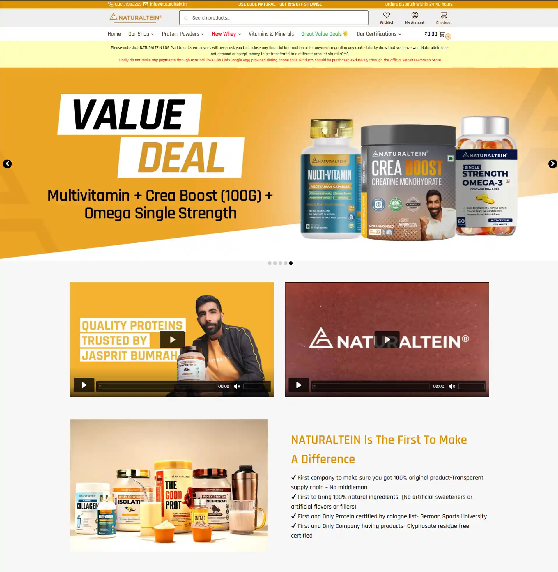 BrandLoom-created ecommerce website for Naturaltein featuring nutritional supplements and protein deals BrandLoom-created ecommerce website for Naturaltein featuring nutritional supplements and protein deals