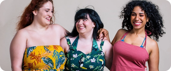 Three diverse women representing Ashley Stewart's target audience, as BrandLoom applied enriched audience signals in AI-powered Performance Max campaigns Three diverse women representing Ashley Stewart's target audience, as BrandLoom applied enriched audience signals in AI-powered Performance Max campaigns