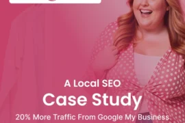 BrandLoom local SEO case study for Ashley Stewart, a US-based plus-size fashion retailer, showing a 20% increase in traffic from Google My Business listings in just three months