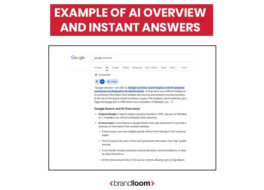 AI Overviews and Instant Answers