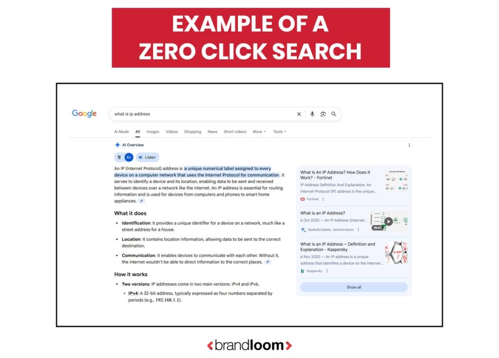 Example of a Zero Click Search