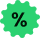 Green discount badge icon with a percentage symbol