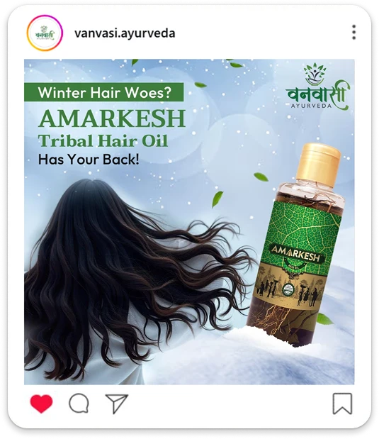Vanvasi Ayurveda Amarkesh tribal hair oil winter hair care Instagram post by BrandLoom