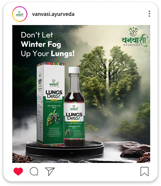 Social media results for Vanvasi Ayurveda by BrandLoom showing cohesive visual identity, improved engagement, stronger brand perception, and regular digital presence