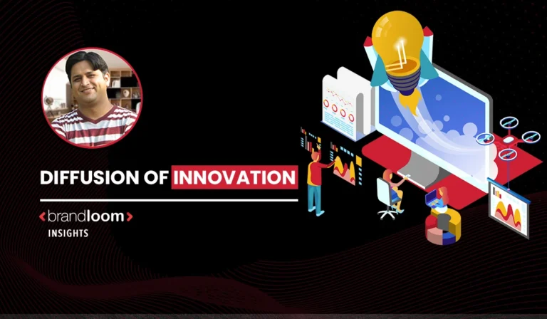 Diffusion of Online Innovation Diffusion of innovation concept visual explaining how digital ideas and technologies spread across audiences, featured in BrandLoom Insights