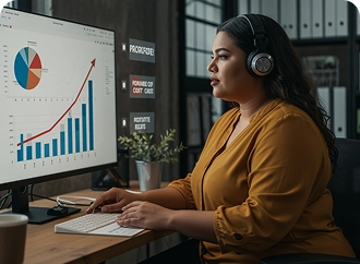 Analyst reviewing profitability metrics and charts, showing BrandLoom’s revamp of ad strategies for higher ROAS. Analyst reviewing profitability metrics and charts, showing BrandLoom’s revamp of ad strategies for higher ROAS.