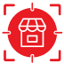 Local SEO Icon Red location-tracking icon representing BrandLoom’s local SEO and GMB enhancements for Manappuram.