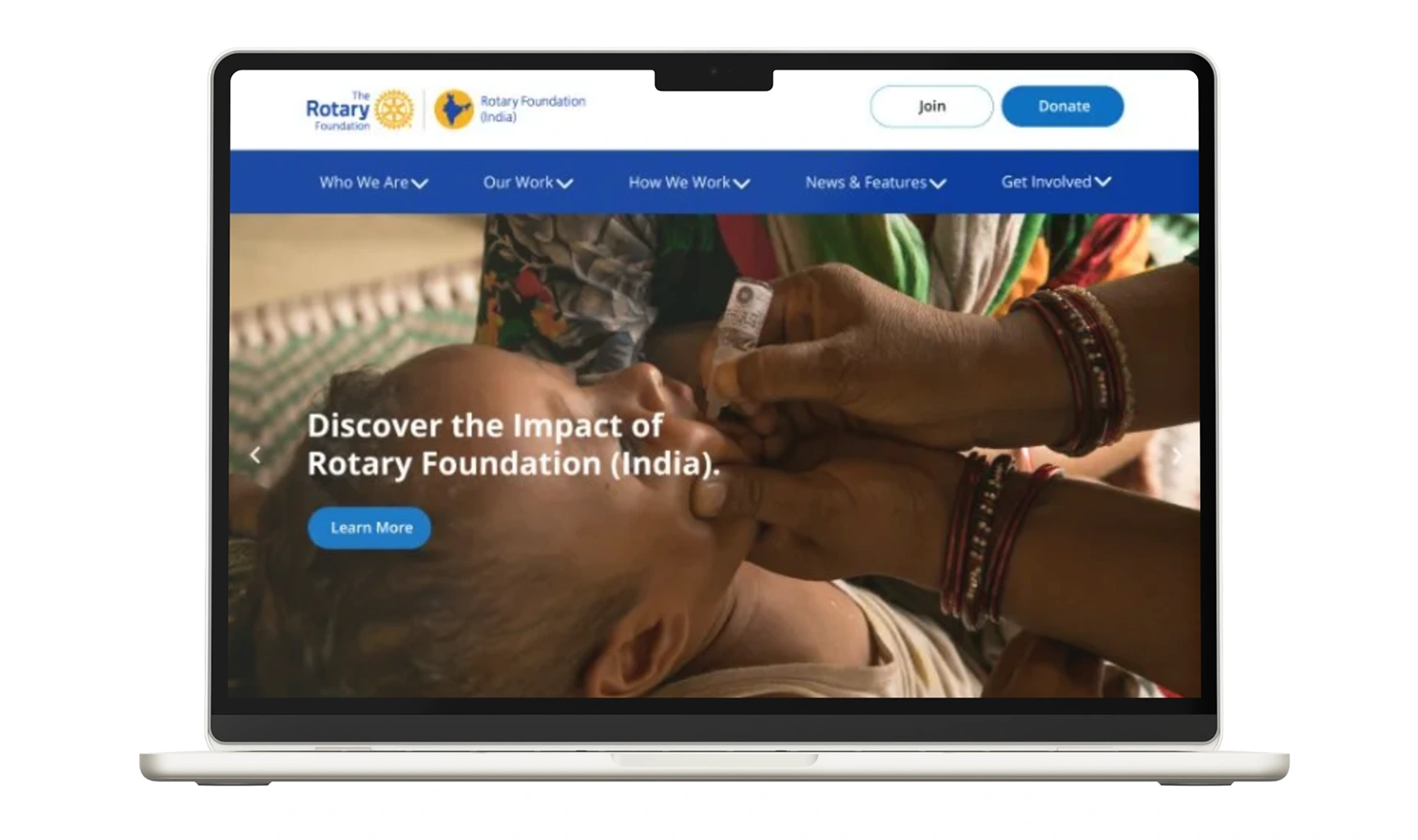 MacBook screen mockup showcasing a modern website design