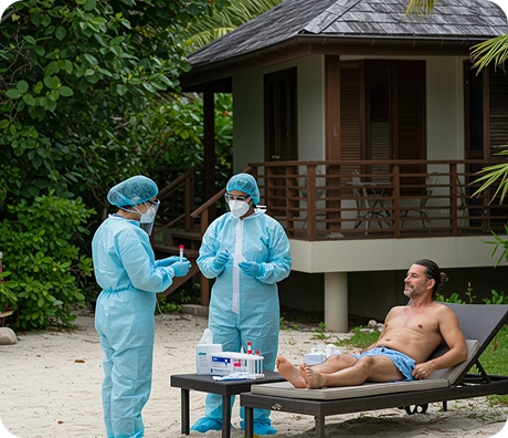 BrandLoom campaign visual showing COVID testing services for incoming tourists in Seychelles