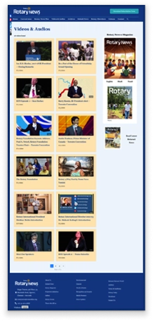 brandloom-rotary-news-videos-page-after-redesign BrandLoom case study showing redesigned Rotary News Videos and Audio page with modern layout