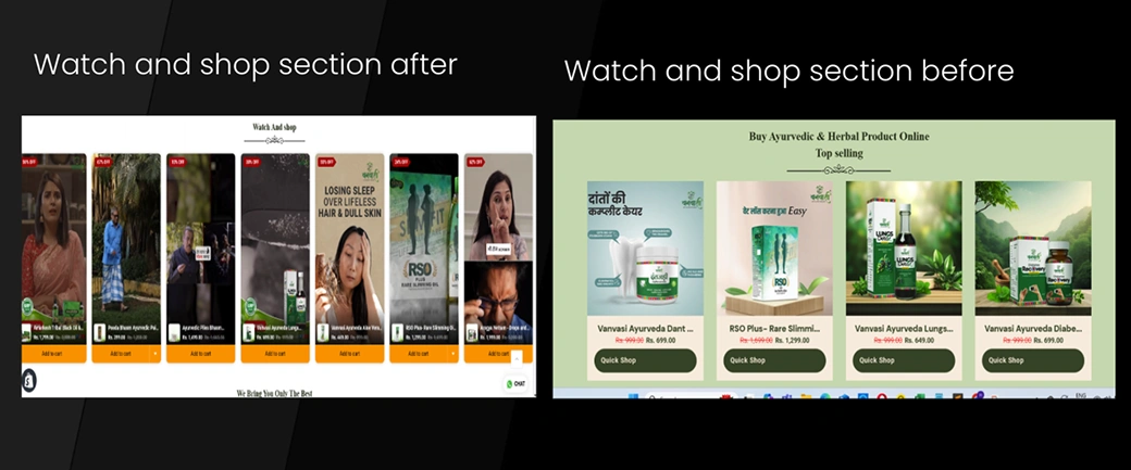 vanvasi-ayurveda-watch-shop-section-redesign BrandLoom redesigned Vanvasi Ayurveda watch and shop section to improve product discovery and engagement