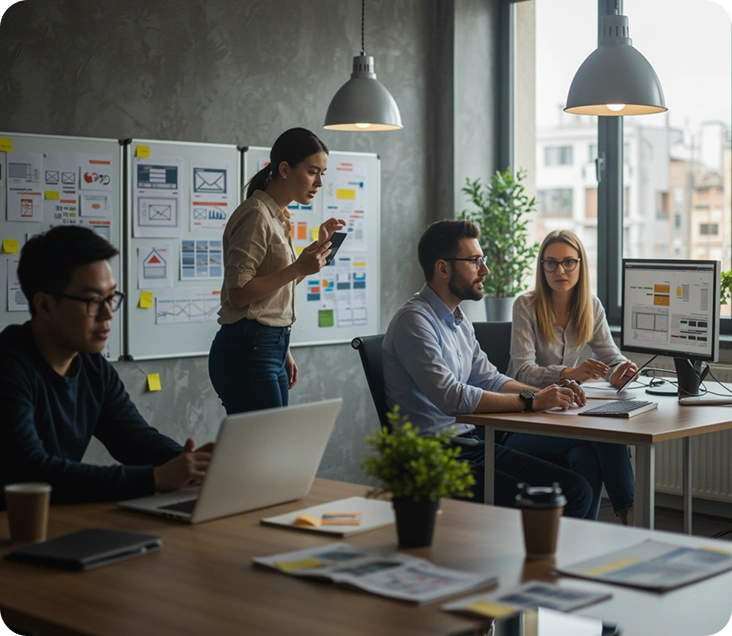 Team collaboration visual highlighting BrandLoom’s AI chatbot development expertise Team collaboration visual highlighting BrandLoom’s AI chatbot development expertise