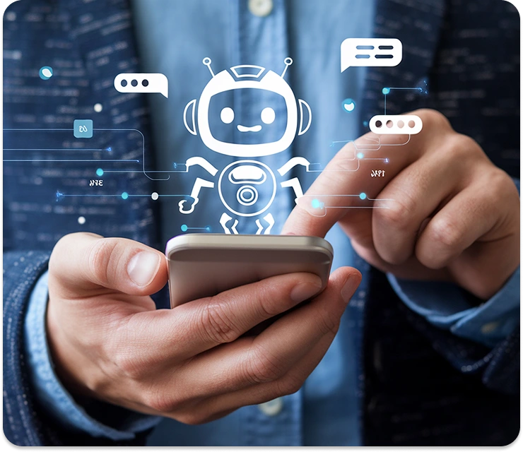 Visual showing how AI chatbot development improves customer interactions and business communication Visual showing how AI chatbot development improves customer interactions and business communication