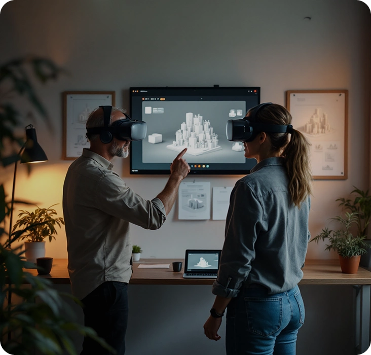 ar-vr-brand-activation-immersive-experience-demo BrandLoom team members using VR headsets during an immersive brand activation demo