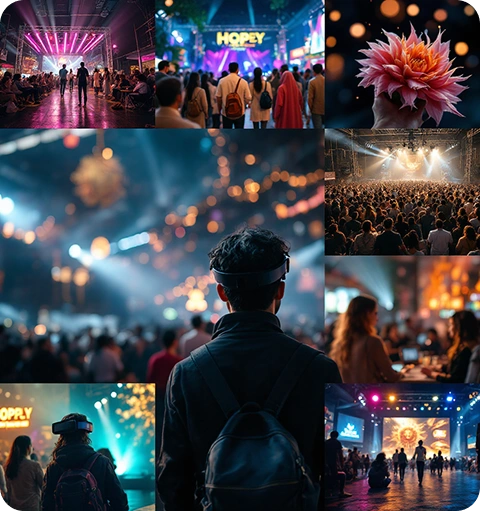 brand-activation-event-highlights-experiential-marketing Collage of BrandLoom experiential marketing events featuring crowds, lighting, and immersive activations
