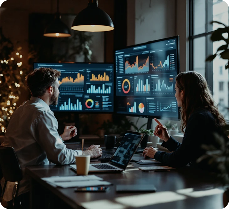 experiential-marketing-analytics-dashboard-brandloom BrandLoom team analyzing experiential marketing performance through advanced analytics dashboards