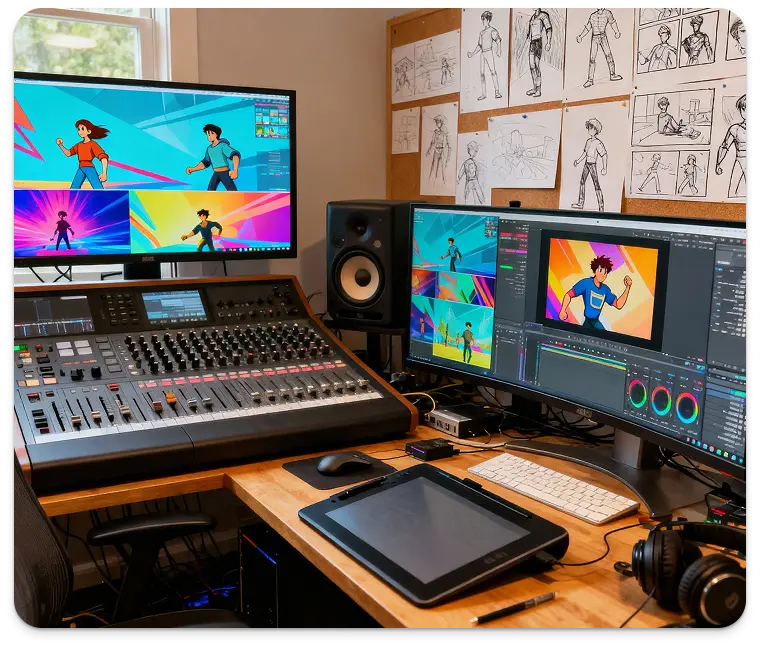 explainer-animation-video-services Explainer and animation video production workspace used by BrandLoom for storytelling