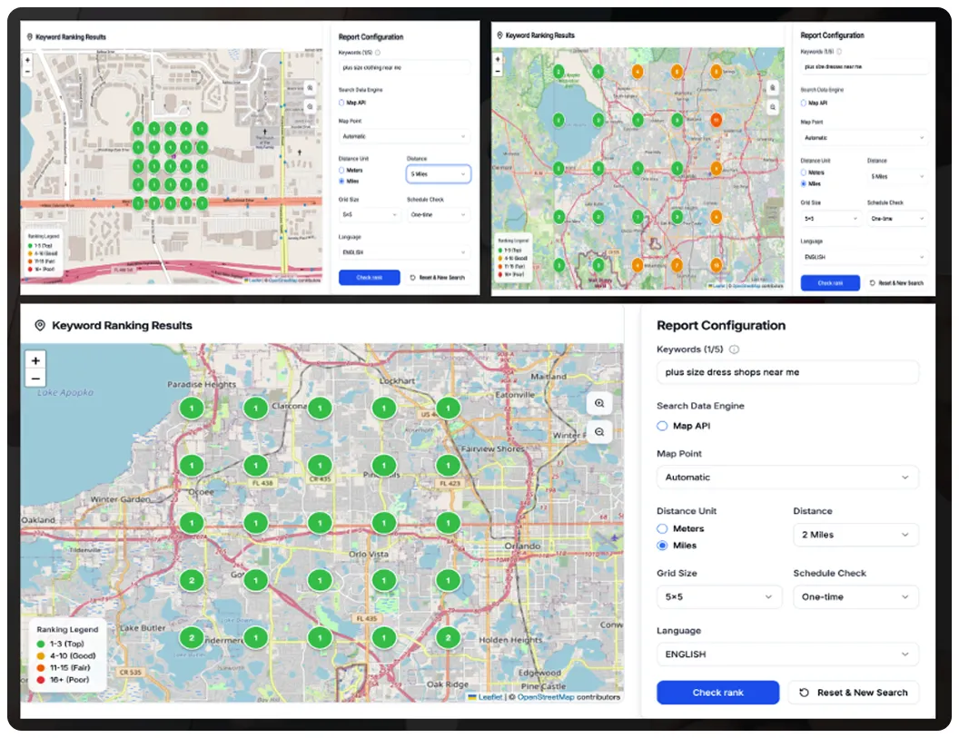BrandLoom radius-based local SEO visibility map highlighting strong neighborhood-level rankings BrandLoom radius-based local SEO visibility map highlighting strong neighborhood-level rankings