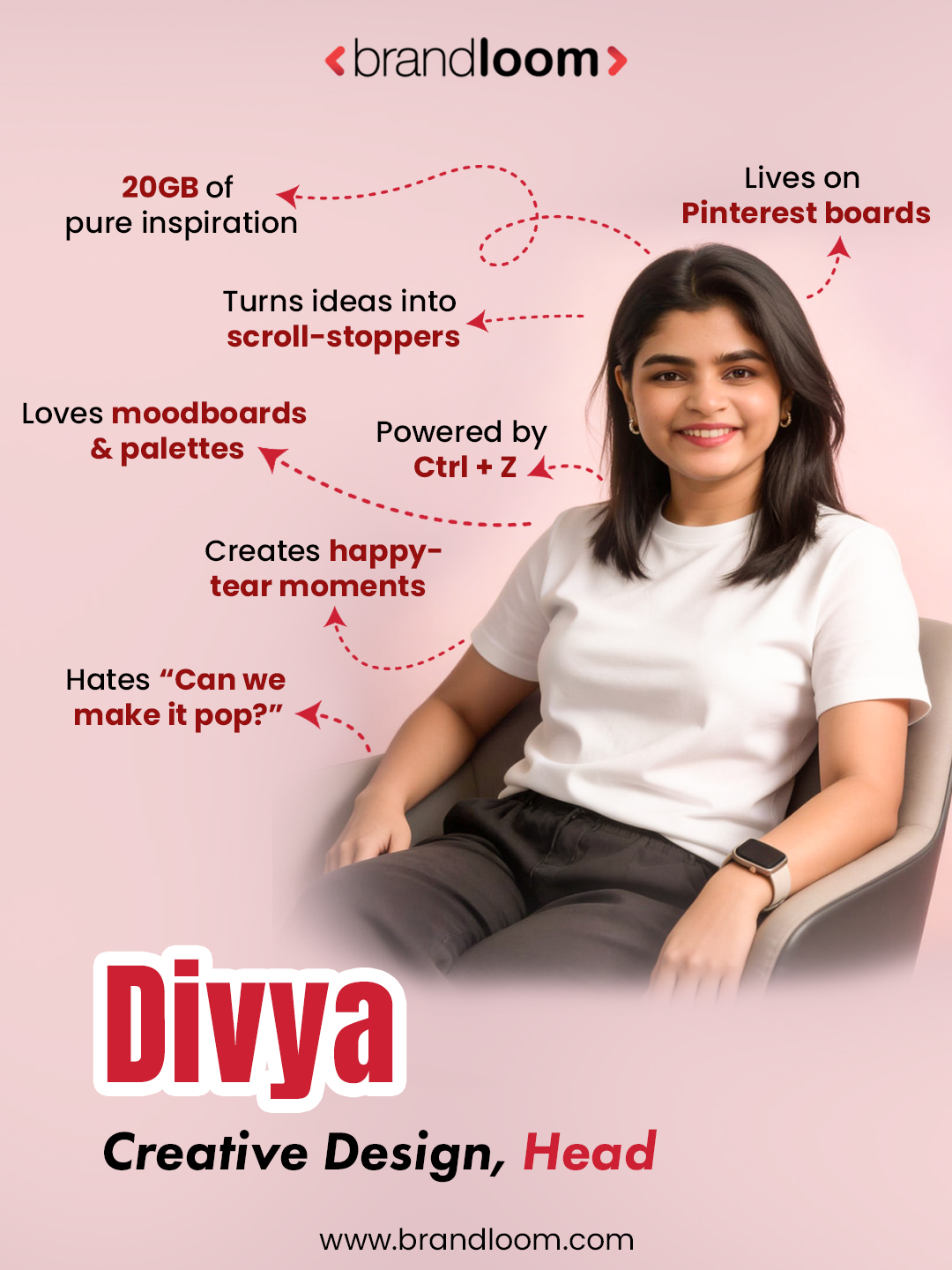Divya, Creative Design Head at BrandLoom, shaping brand identities and high-impact visual storytelling for digital platforms