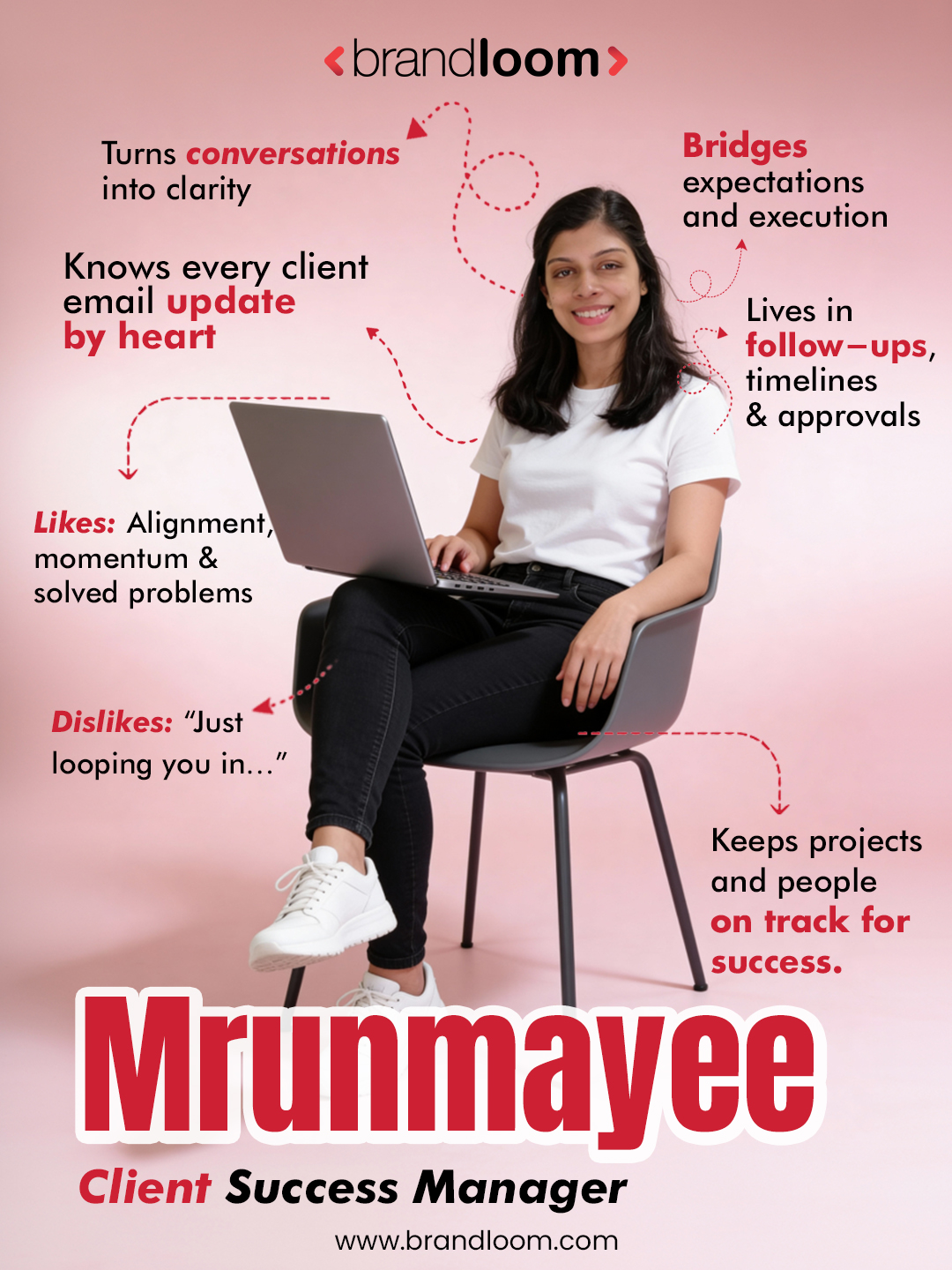 Mrunmayee, Client Success Manager at BrandLoom, ensuring seamless communication, project delivery, and client satisfaction