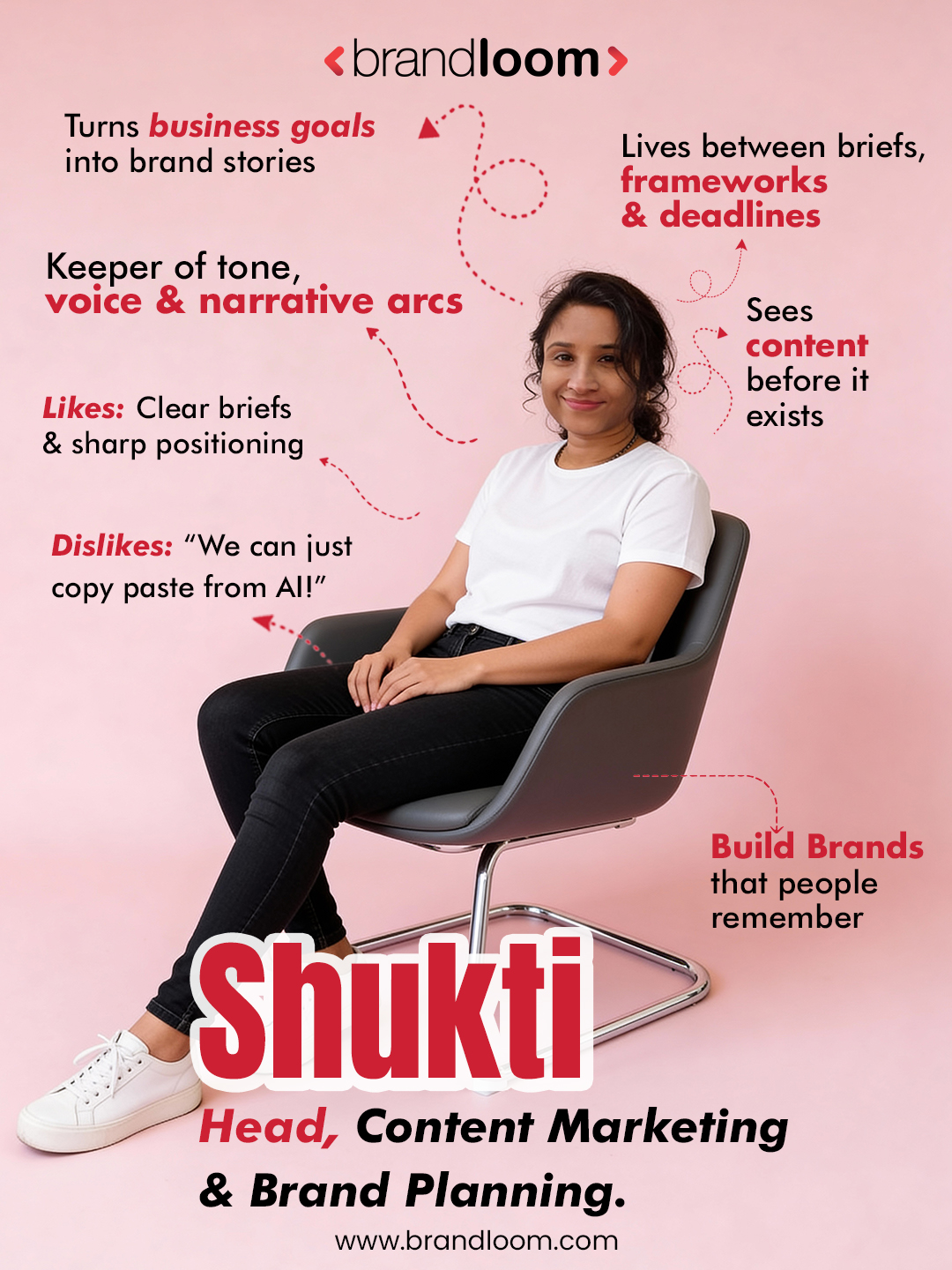 Shukti, Head of Content Marketing & Brand Planning at BrandLoom, crafting brand stories, narratives, and strategic messaging