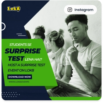Instagram post promoting surprise test event feature on Lok8 app Instagram post promoting surprise test event feature on Lok8 app