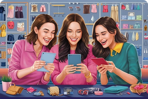 Young audience engaging with mobile devices representing diverse industries targeted through Snapchat ads Young audience engaging with mobile devices representing diverse industries targeted through Snapchat ads