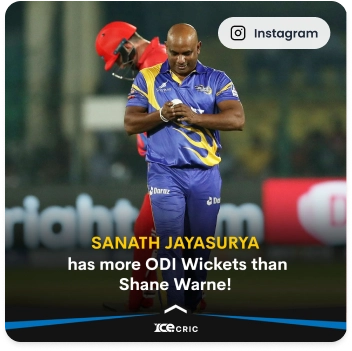 Instagram cricket fact post about Sanath Jayasuriya shared on ICECRIC social media Instagram cricket fact post about Sanath Jayasuriya shared on ICECRIC social media