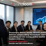 Marketing professional analyzing campaign performance with digital data dashboard and declining growth signals