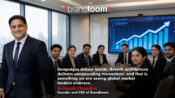 Marketing professional analyzing campaign performance with digital data dashboard and declining growth signals