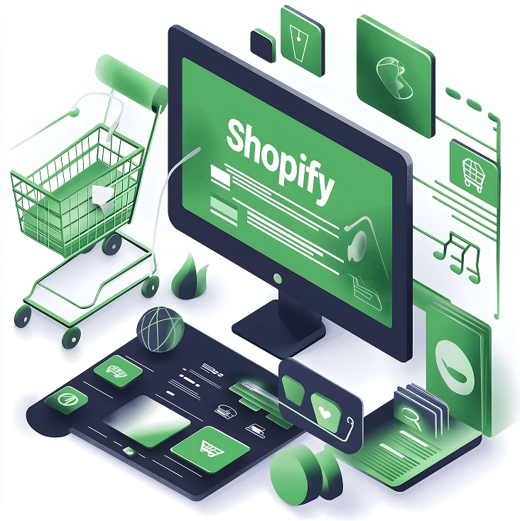 shopify-ecommerce-platform-illustration Shopify eCommerce platform illustration showcasing scalable online store development by BrandLoom