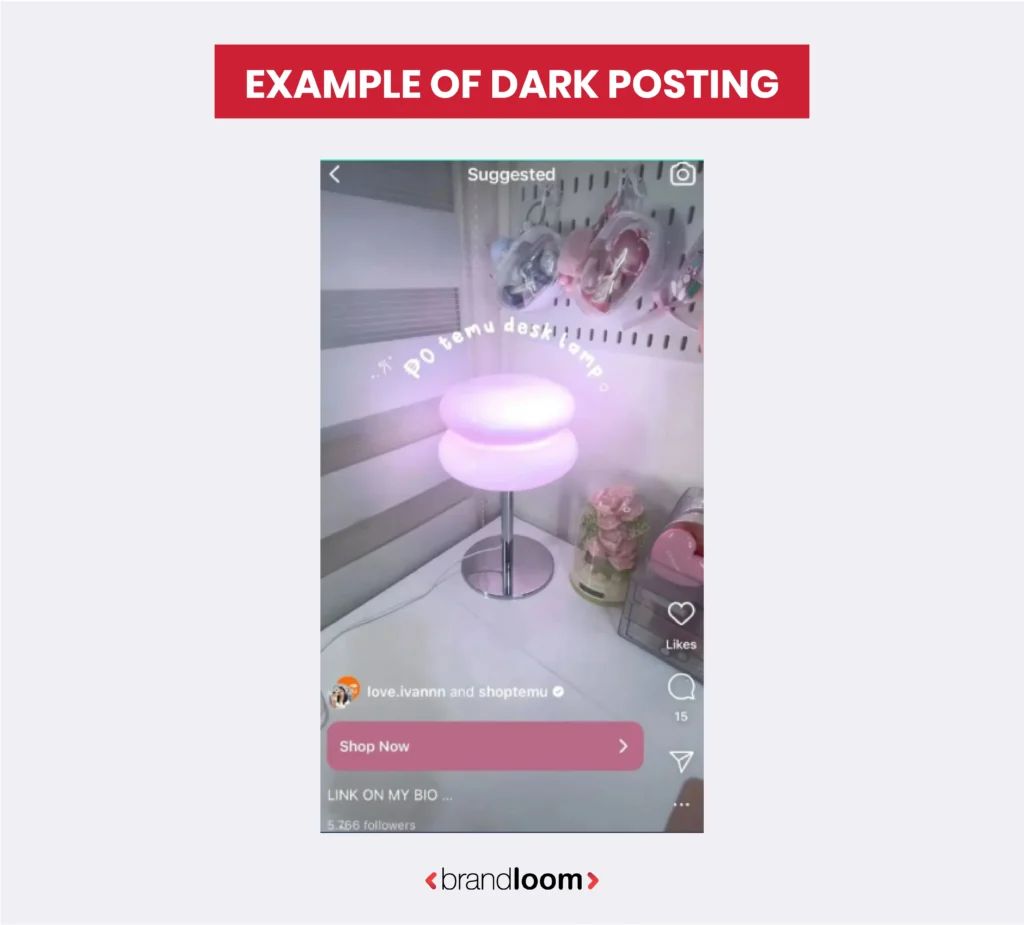 Example of Dark Posting