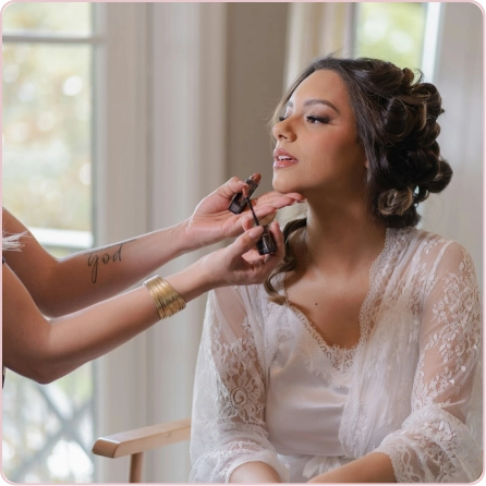 Makeup artist styling model during Diya Sharma Hair and Studio Makeup artist styling model during Diya Sharma Hair and Studio